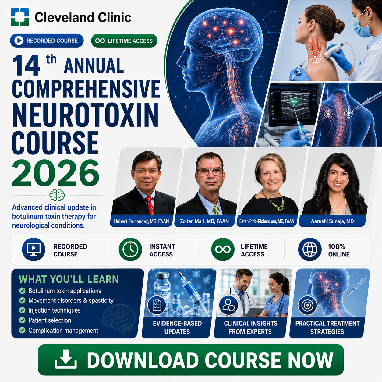 Cleveland Clinic 14th Annual Comprehensive Neurotoxin Course for Neurological Conditions 2026 recorded medical course image